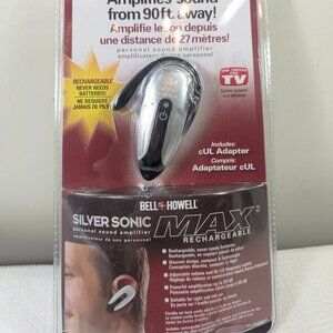 NEW Bell + Howell Silver Sonic Max Personal Sounnd Hearing Amplifier Rechargable